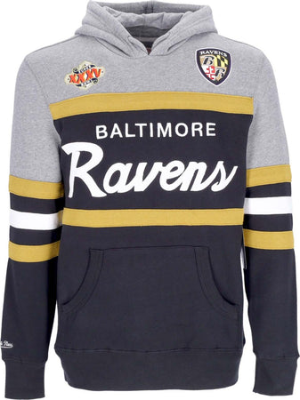 MITCHELL-&-NESS-Felpa-Cappuccio-Uomo-Nfl-Headcoach-Hoodie-Balrav-Black-da-uomo