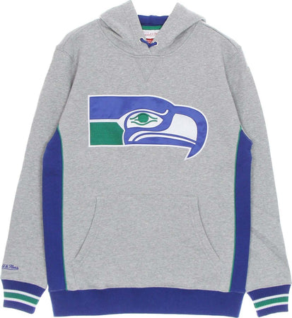 MITCHELL-&-NESS-Felpa-Cappuccio-Uomo-Nfl-Pinnacle-Heavyweight-Fleece-Hoodie-Seasea-Grey-Heather/original-Team-Colors-da-uomo