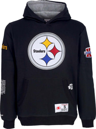 MITCHELL-&-NESS-Felpa-Cappuccio-Uomo-Nfl-Team-Origins-Fleece-Hoodie-Pitste-Black-da-uomo