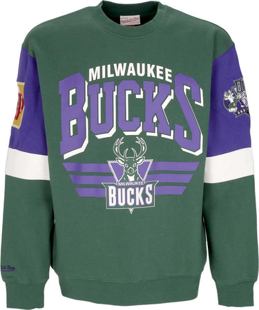 MITCHELL-&-NESS-Felpa-Girocollo-Uomo-Nba-All-Over-Crew-3.0-Milbuc-Original-Team-Colors-da-uomo