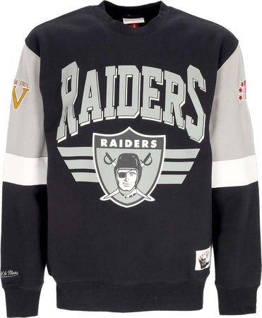 MITCHELL-&-NESS-Felpa-Girocollo-Uomo-Nfl-All-Over-Crew-3.0-Oakrai-Original-Team-Colors-da-uomo