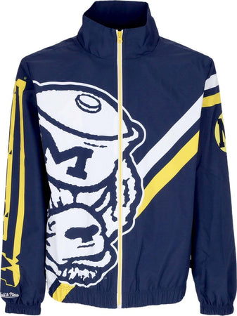 MITCHELL-&-NESS-Giacca-a-Vento-Uomo-Ncaa-Exploded-Logo-Warm-Up-Jacket-Micwol-Navy-da-uomo