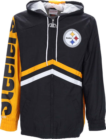 MITCHELL-&-NESS-Giacca-a-Vento-Uomo-Nfl-Undeniable-Full-Zip-Windbreaker-Pitste-Black-da-uomo