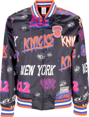 MITCHELL-&-NESS-Giubbotto-Bomber-Uomo-Nba-Slap-Sticker-Reversible-Jacket-Hardwood-Classics-Neykni-Black-da-uomo