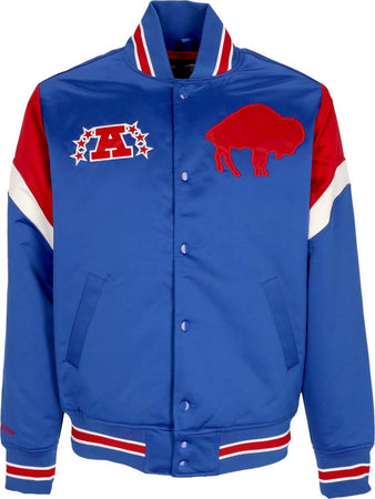 MITCHELL-&-NESS-Giubbotto-Bomber-Uomo-Nfl-Heavyweight-Satin-Jacket-Bufbil-Original-Team-Colors-da-uomo
