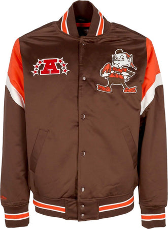 MITCHELL-&-NESS-Giubbotto-Bomber-Uomo-Nfl-Heavyweight-Satin-Jacket-Clebro-Original-Team-Colors-da-uomo