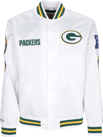 MITCHELL-&-NESS-Giubbotto-Bomber-Uomo-Nfl-Hometown-Lw-Satin-Jacket-Grepac-White-da-uomo