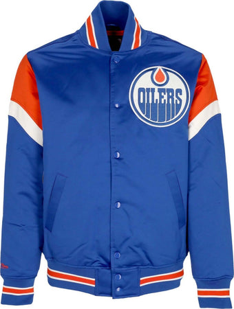 MITCHELL-&-NESS-Giubbotto-Bomber-Uomo-Nhl-Heavyweight-Satin-Jacket-Edmoil-Original-Team-Colors-da-uomo