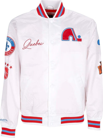 MITCHELL-&-NESS-Giubbotto-Bomber-Uomo-Nhl-Hometown-Lw-Satin-Jacket-Quenor-White-da-uomo