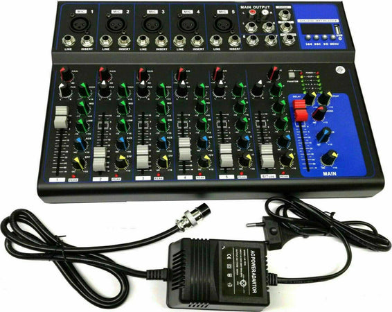 MIXER-AUDIO-7-CANALI-PROFESSIONALE-USB-CON-ECHO-DELAY-DJ-KARAOKE-PIANOBAR-LIVE
