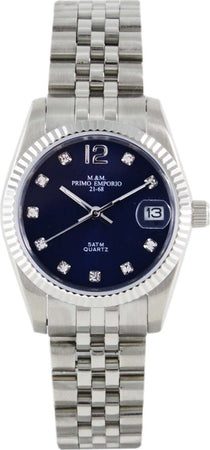 M&m Primo Emporio Orologio Donna 30mm Lady Date 1081sb Orologio Analogico Da Polso Cinturino in Maglia Acciaio Quadrante Blu Rotondo Cassa in Acciaio Moda/Uomo/Orologi/Orologi da polso Milano Fashion Watch - Marcianise, Commerciovirtuoso.it