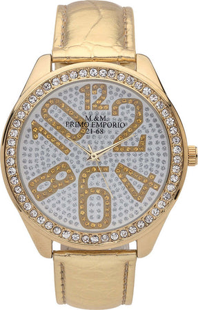 M&m Primo Emporio Orologio Donna Crystal Summer 1012o Analogico Orologio Da Polso Oro Con Quadrante Grande Tondo E Cinturino in Pelle Numeri Grandi Moda/Donna/Orologi/Orologi da polso Milano Fashion Watch - Marcianise, Commerciovirtuoso.it