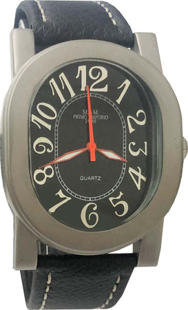 M&m Primo Emporio Orologio Donna Da Polso Analogico Orologio Nero Con Quadrante Ovale E Cinturino in Pelle Numeri Grandi Moda/Donna/Orologi/Orologi da polso Milano Fashion Watch - Marcianise, Commerciovirtuoso.it