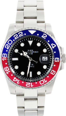 M&m Primo Emporio Orologio Uomo Sub Con Ghiera Rosso E Blu 1101-Rbo Oyster Orologio Da Polso Analogico Quadrante Tondo Nero Cassa E Cinturino Acciaio Inossidabile Moda/Uomo/Orologi/Orologi da polso Milano Fashion Watch - Marcianise, Commerciovirtuoso.it