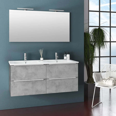 Mobile Bagno 120cm Sospeso Con Quattro Cassetti Lavabo Doppia Vasca Specchio E Doppia Lampada Casa e cucina/Bagno/Mobili da bagno/Mobiletti con lavabo Shopbagno.it - Roma, Commerciovirtuoso.it