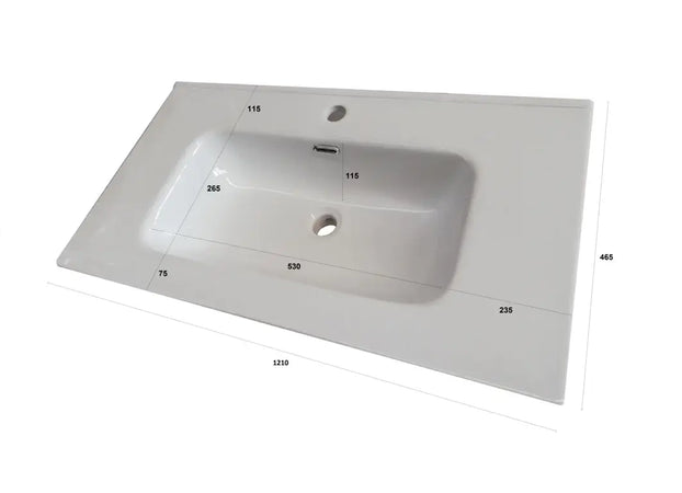 Mobile Bagno 120cm Sospeso Due Cassetti e Specchio Con Lampada