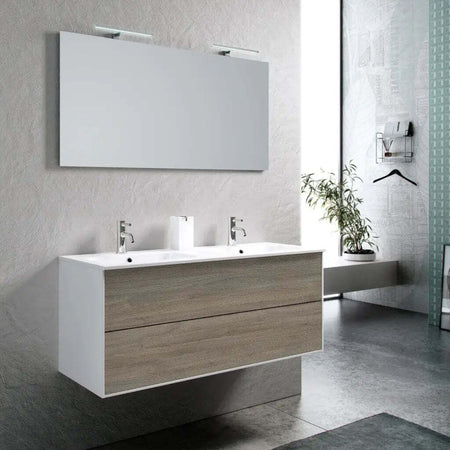 Mobile Bagno 120cm Sospeso Due Cassetti Lavabo Doppia Vasca e Specchio Con Lampada Casa e cucina/Bagno/Mobili da bagno/Mobiletti con lavabo Shopbagno.it - Roma, Commerciovirtuoso.it