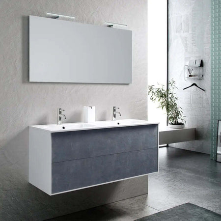 Mobile Bagno 120cm Sospeso Due Cassetti Lavabo Doppia Vasca e Specchio Con Lampada Casa e cucina/Bagno/Mobili da bagno/Mobiletti con lavabo Shopbagno.it - Roma, Commerciovirtuoso.it