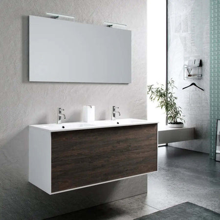 Mobile Bagno 120cm Sospeso Due Cassetti Lavabo Doppia Vasca e Specchio Con Lampada Casa e cucina/Bagno/Mobili da bagno/Mobiletti con lavabo Shopbagno.it - Roma, Commerciovirtuoso.it