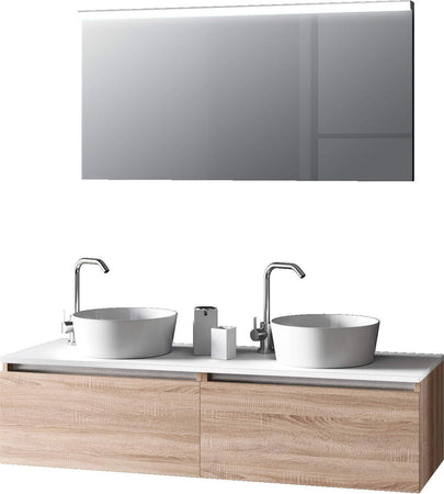 Mobile Bagno 140cm Con Doppio Lavabo, Base Con Cassetto E Specchio Con LED Integrato Casa e cucina/Bagno/Mobili da bagno/Mobiletti con lavabo Shopbagno.it - Roma, Commerciovirtuoso.it