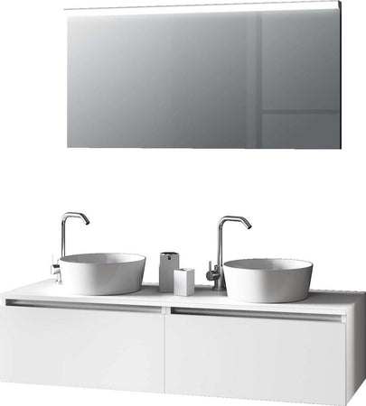 Mobile Bagno 140cm Con Doppio Lavabo, Base Con Cassetto E Specchio Con LED Integrato Casa e cucina/Bagno/Mobili da bagno/Mobiletti con lavabo Shopbagno.it - Roma, Commerciovirtuoso.it