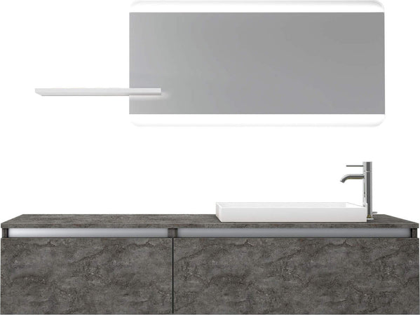 Mobile Bagno 170cm Sospeso, Due Cassetti, Lavabo, Specchio LED Integrato e Mensola Casa e cucina/Bagno/Mobili da bagno/Mobiletti con lavabo Shopbagno.it - Roma, Commerciovirtuoso.it