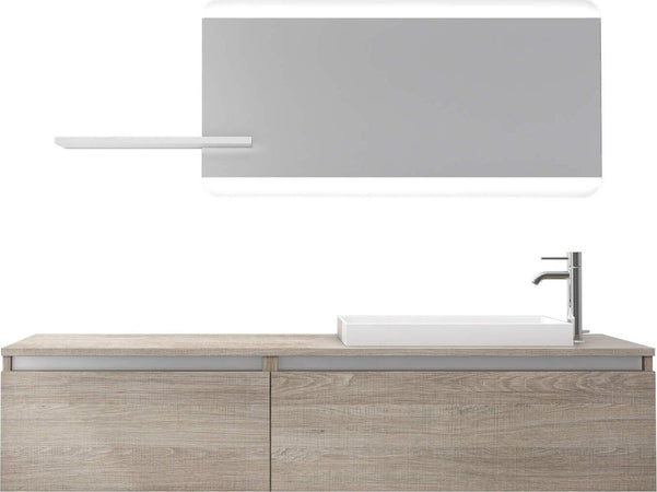 Mobile Bagno 170cm Sospeso, Due Cassetti, Lavabo, Specchio LED Integrato e Mensola Casa e cucina/Bagno/Mobili da bagno/Mobiletti con lavabo Shopbagno.it - Roma, Commerciovirtuoso.it
