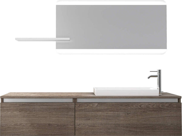 Mobile Bagno 170cm Sospeso, Due Cassetti, Lavabo, Specchio LED Integrato e Mensola Casa e cucina/Bagno/Mobili da bagno/Mobiletti con lavabo Shopbagno.it - Roma, Commerciovirtuoso.it