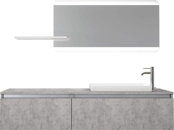 Mobile Bagno 170cm Sospeso, Due Cassetti, Lavabo, Specchio LED Integrato e Mensola Casa e cucina/Bagno/Mobili da bagno/Mobiletti con lavabo Shopbagno.it - Roma, Commerciovirtuoso.it