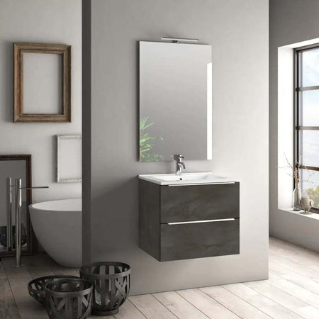 Mobile Bagno 60cm Sospeso Con 2 Cassetti e Specchio con Lampada LED Casa e cucina/Bagno/Mobili da bagno/Mobiletti con lavabo Shopbagno.it - Roma, Commerciovirtuoso.it