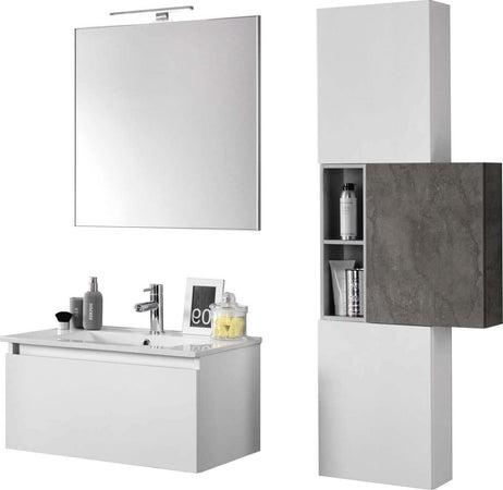 Mobile Bagno 70cm Sospeso Cassetto, Colonna Pensile, Vano a Giorno, Specchio E Lampada Casa e cucina/Bagno/Mobili da bagno/Mobiletti con lavabo Shopbagno.it - Roma, Commerciovirtuoso.it