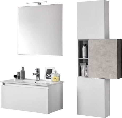 Mobile Bagno 70cm Sospeso Cassetto, Colonna Pensile, Vano a Giorno, Specchio E Lampada Casa e cucina/Bagno/Mobili da bagno/Mobiletti con lavabo Shopbagno.it - Roma, Commerciovirtuoso.it