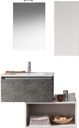 Mobile Bagno 70cm Sospeso Cassetto, Pensile, Vano a Giorno, Specchio E Lampada Casa e cucina/Bagno/Mobili da bagno/Mobiletti con lavabo Shopbagno.it - Roma, Commerciovirtuoso.it