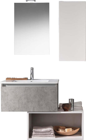Mobile Bagno 70cm Sospeso Cassetto, Pensile, Vano a Giorno, Specchio E Lampada Casa e cucina/Bagno/Mobili da bagno/Mobiletti con lavabo Shopbagno.it - Roma, Commerciovirtuoso.it