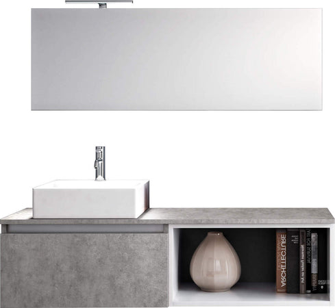 Mobile Bagno 70cm Sospeso Cassetto, Vano a Giorno, Specchio E Lampada Casa e cucina/Bagno/Mobili da bagno/Mobiletti con lavabo Shopbagno.it - Roma, Commerciovirtuoso.it
