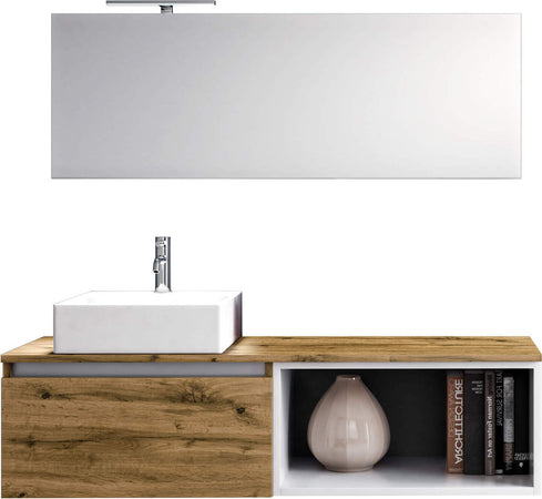Mobile Bagno 70cm Sospeso Cassetto, Vano a Giorno, Specchio E Lampada Casa e cucina/Bagno/Mobili da bagno/Mobiletti con lavabo Shopbagno.it - Roma, Commerciovirtuoso.it