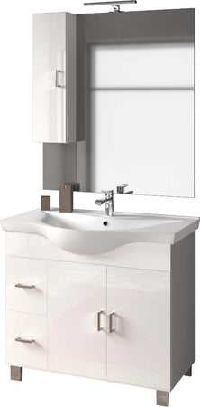 Mobile Bagno 80cm a Terra Con Due Ante Due Cassetti, Specchio con Pensile e Lampada Casa e cucina/Bagno/Mobili da bagno/Mobiletti con lavabo Shopbagno.it - Roma, Commerciovirtuoso.it