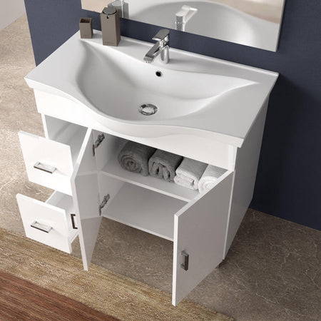 Mobile Bagno 80cm a Terra Con Due Ante Due Cassetti, Specchio con Pensile e Lampada Casa e cucina/Bagno/Mobili da bagno/Mobiletti con lavabo Shopbagno.it - Roma, Commerciovirtuoso.it