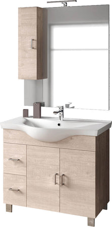 Mobile Bagno 80cm a Terra Con Due Ante Due Cassetti, Specchio con Pensile e Lampada Casa e cucina/Bagno/Mobili da bagno/Mobiletti con lavabo Shopbagno.it - Roma, Commerciovirtuoso.it