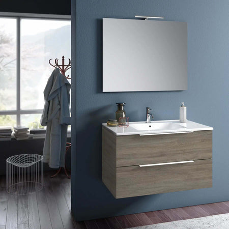 Mobile Bagno 90cm Sospeso Con Due Cassetti E Specchio Con Lampada Casa e cucina/Bagno/Mobili da bagno/Mobiletti con lavabo Shopbagno.it - Roma, Commerciovirtuoso.it