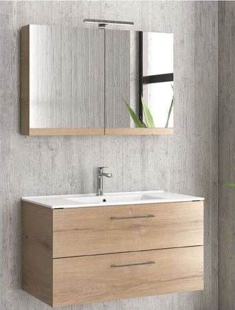 Mobile Bagno 90cm Sospeso Con Specchio Contenitore - New Elsa Casa e cucina/Bagno/Mobili da bagno/Mobiletti con lavabo Shopbagno.it - Roma, Commerciovirtuoso.it