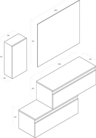 Mobile Bagno Sospesa 100cm Con Due Cassetti, Pensile Colonna, Specchio e Lampada Casa e cucina/Bagno/Mobili da bagno/Mobiletti con lavabo Shopbagno.it - Roma, Commerciovirtuoso.it