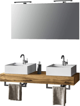 Mobile Bagno Sospeso 120cm Con Doppio Lavabo Specchio, Lampada e Porta Asciugamano Casa e cucina/Bagno/Mobili da bagno/Mobiletti con lavabo Shopbagno.it - Roma, Commerciovirtuoso.it