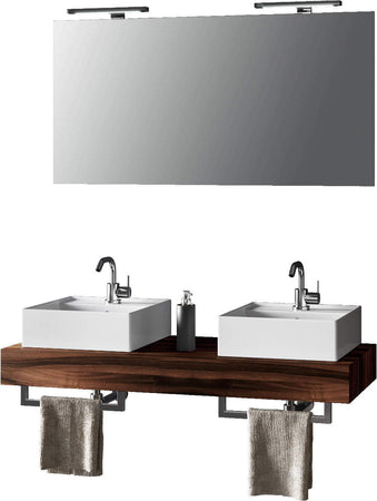 Mobile Bagno Sospeso 120cm Con Doppio Lavabo Specchio, Lampada e Porta Asciugamano Casa e cucina/Bagno/Mobili da bagno/Mobiletti con lavabo Shopbagno.it - Roma, Commerciovirtuoso.it