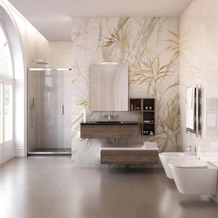 Mobile Bagno Sospeso Rovere Scuro Con Lavabo Da Appoggio in Vetro Nero Mobile Da Bagno Posizionamento Libero Con Pensile a Giorno Casa e cucina/Bagno/Mobili da bagno/Mobiletti e armadietti/Mobili a muro Shopbagno.it - Roma, Commerciovirtuoso.it