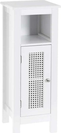 Mobile-da-bagno-a-1-Anta-con-Griglia-Armadio-in-Legno-Colore-Bianco-30x28x80H-cm