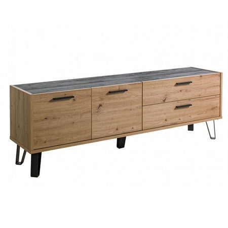 Madia porta TV con 2 ante e 2 cassetti "Vitruvia" mobile basso in legno "Made in Italy" 149 cm