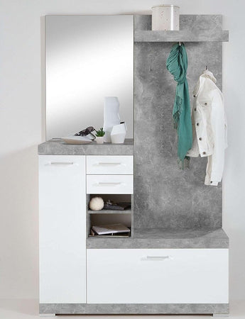 mobile-ingresso-entrata-moderno-design-guardaroba-appendiabiti-salvaspazio-corridoio-specchio-scarpiera-cassetto-mensola-bianco-grigio-cemento-armadio-cassettiera-T2208,198,0S
