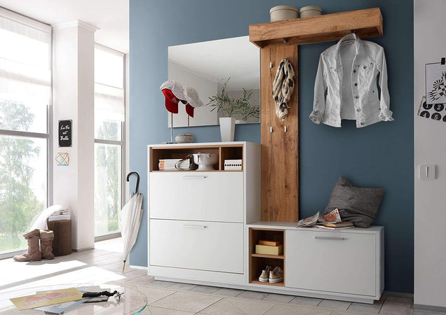 mobile-ingresso-entrata-moderno-design-guardaroba-appendiabiti-salvaspazio-specchio-scarpiera-cassetto-mensola-bianco-marrone-armadio-T2241,73S