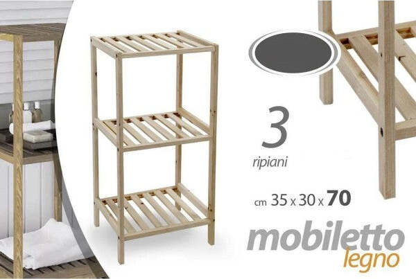 Mobile-Scaffale-In-Legno-3-Ripiani-Mensole-35x30x70cm-Arredamento-Casa-Bagno
